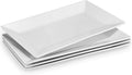 14" Serving Trays, Serving Platters, Ceramic Serving Platters and Trays, Rectangle Plates, Set of 4, for Weddings, Parties, Oven, Microwave, Dishwasher, Heat Resistant, Easy to Clean, Soft White