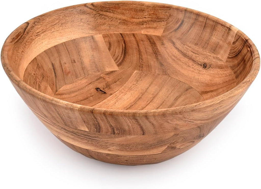 Acacia Wood Fruit Bowl for Fruits or Salads,Serving Dish Looks Absolute Beautiful With Your Kitchen (10" x 10" X 4")