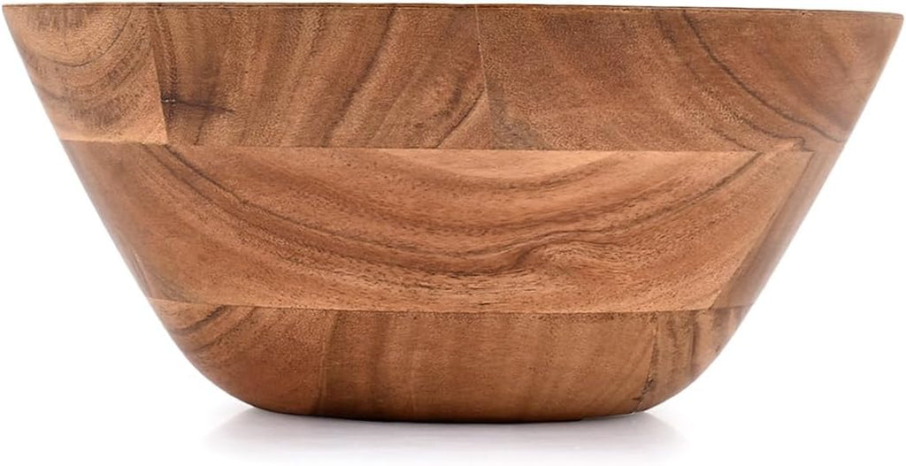 Acacia Wood Salad Bowl, Perfect for Salad, Vegetables Salad Bowl & Decorative Centerpiece Absolute Beautiful for Your Kitchen (9" x 9" x 4")
