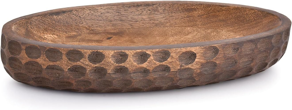 Mango Wood Decorative Bowl Home Decor Home Decorative Centerpiece Farmhouse Country, Restaurant, Café (14" x 6" x 2.3")