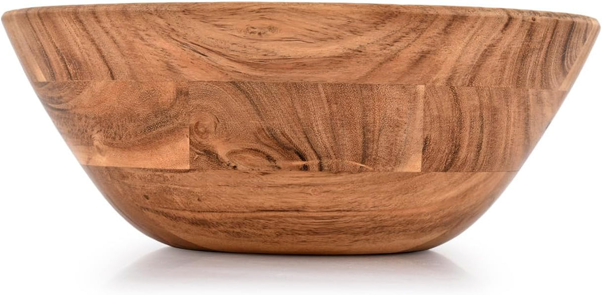 Acacia Wood Fruit Bowl for Fruits or Salads,Serving Dish Looks Absolute Beautiful With Your Kitchen (10" x 10" X 4")