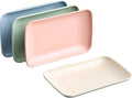 Set of 4 Wheat Straw Plates Dessert Plates Fruit Dish for Dessert Cupcake Salad Steak Home and Kitchen Decor (4 Pcs Rectangle)