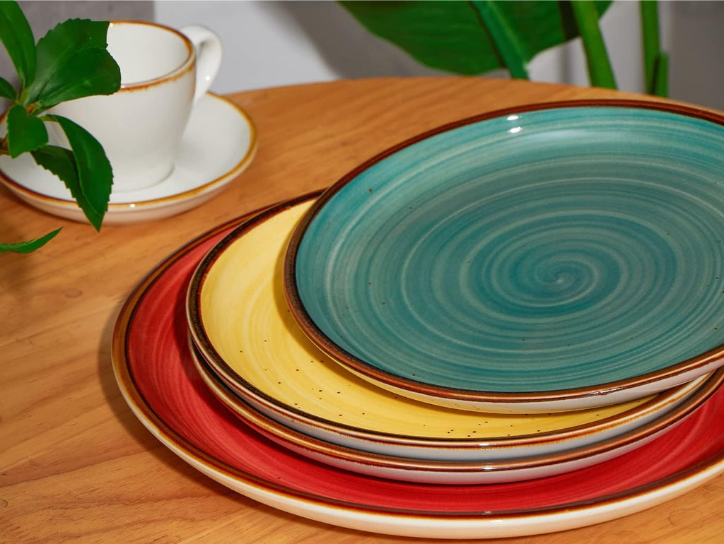 Porcelain Plates Set 10.5 inch Large Dinner Plates for Salad Dessert Ceramic Serving Plate Set of 4, Microwave and Dishwasher Safe