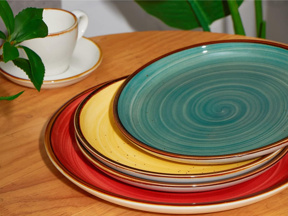 Porcelain Plates Set 10.5 inch Large Dinner Plates for Salad Dessert Ceramic Serving Plate Set of 4, Microwave and Dishwasher Safe