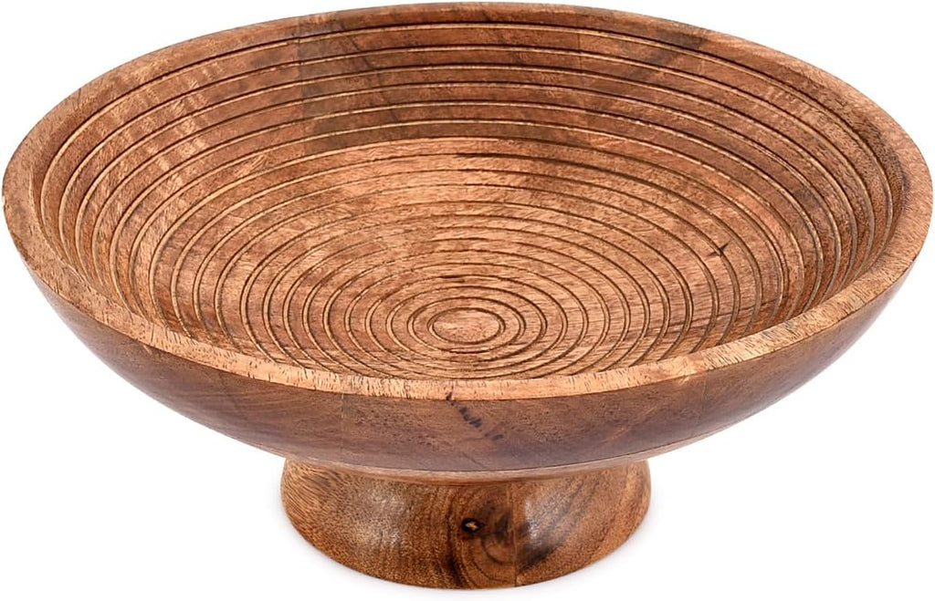 FRUIT BOWL Mango Wood Round Shaped Serving Bowl For Fruit,Dessert Platter Tray Dish Kitchen Dining Fruit,Dessert,Snack (12" x 12" x 5")