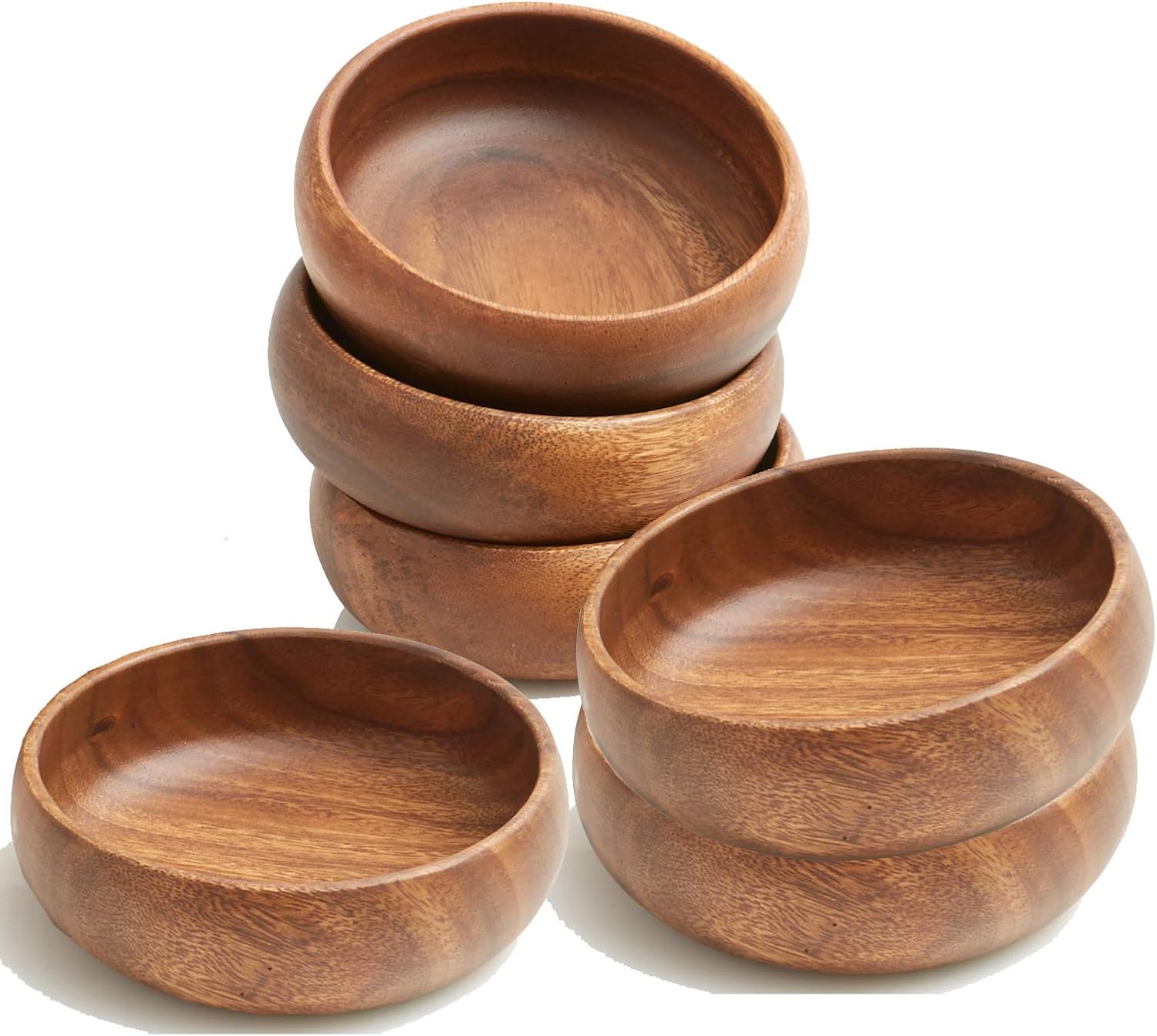 Acacia Wood Snack Serving Bowl, 6" x 2" (Set of 6)