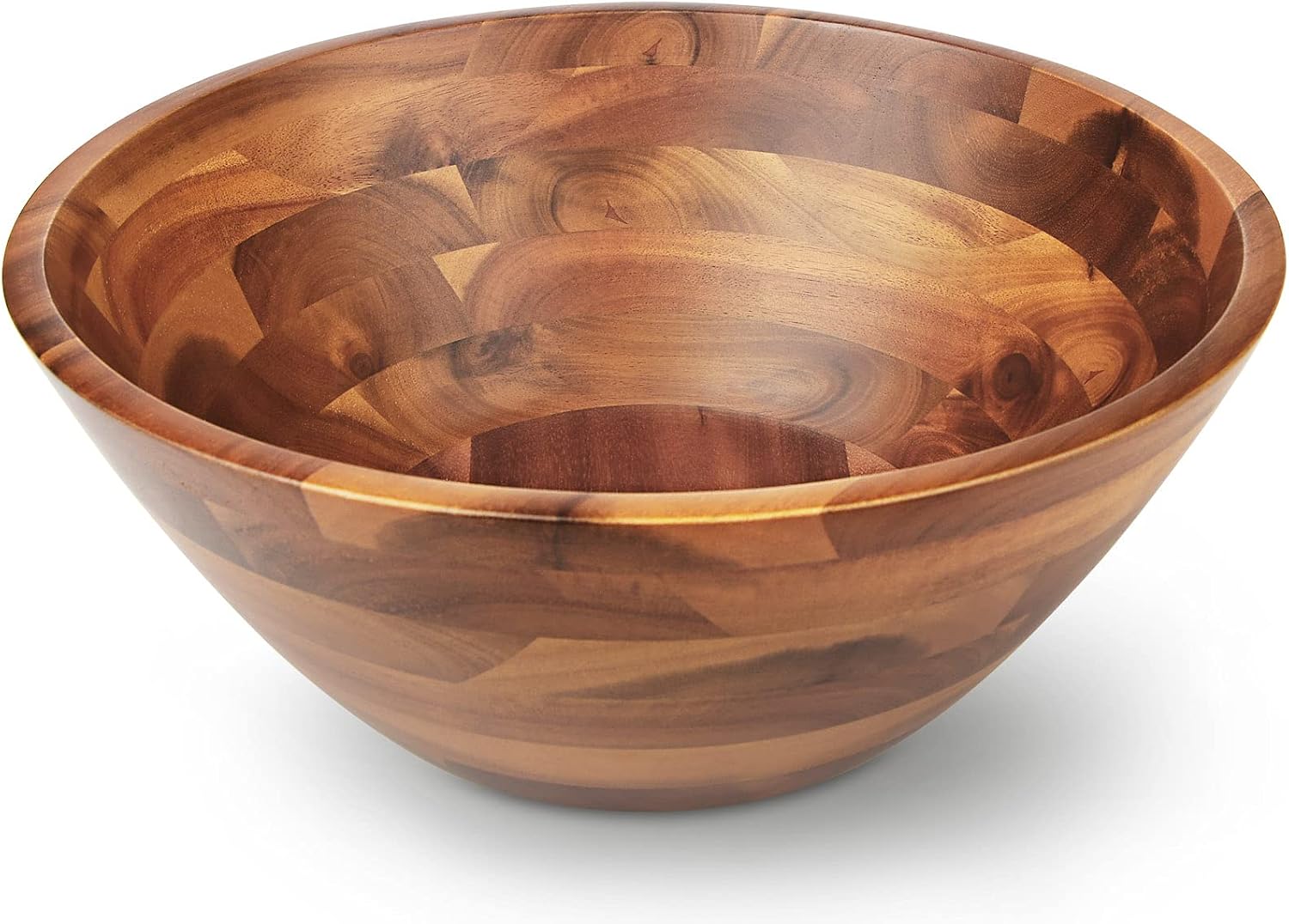 Acacia Wood Serving Bowl for Fruits or Salads, 11" Diameter x 4.5" Height, Wooden Single Salad Bowl