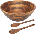 Salad Bowls, Wooden Salad Bowls Set, Large Acacia Wood Serving Bowl for Fruits, Salad, 12.5" Big Salad Bowl with Serving Utensils