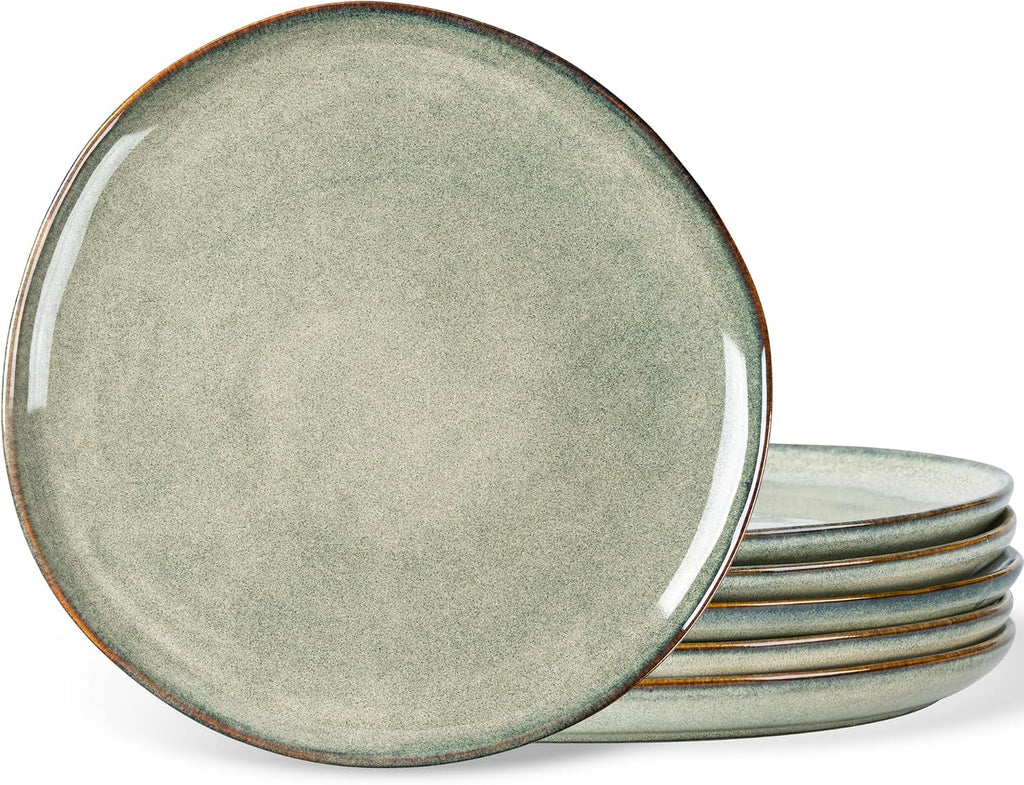 Ceramic Plates Set of 6,8.5 Inch Handmade Reactive Glaze Stoneware Plates set for Dessert,Salad,Appetizer,Small Dinner Plates,Microwave & Dishwasher Safe,Scratch Resistant