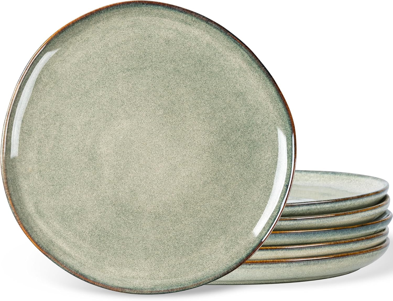Ceramic Plates Set of 6,8.5 Inch Handmade Reactive Glaze Stoneware Plates set for Dessert,Salad,Appetizer,Small Dinner Plates,Microwave & Dishwasher Safe,Scratch Resistant