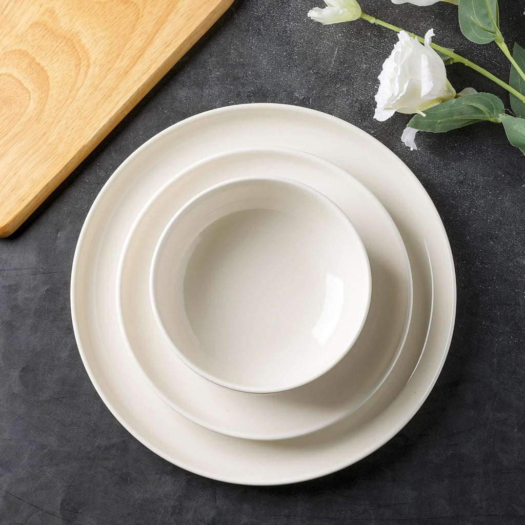 Ceramic Dinnerware Sets of 4, Porcelain Plates and Bowls Sets, Scratch Resistant Dishes Set, Dishwasher & Microwave & Oven Safe Dishware Service for 4,12 pcs