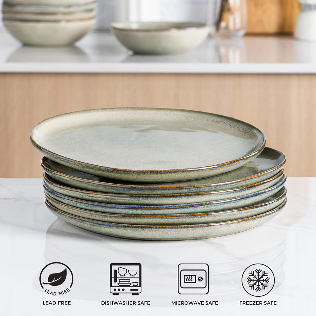 Ceramic Plates Set of 6,8.5 Inch Handmade Reactive Glaze Stoneware Plates set for Dessert,Salad,Appetizer,Small Dinner Plates,Microwave & Dishwasher Safe,Scratch Resistant