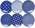 Porcelain Dinner Plates Set of 6, 8 Inch Ceramic Plates - Blue and White Vintage Design for Salad, Pasta, Steak - Scratch, Chip Resistant, Dishwasher & Microwave Safe