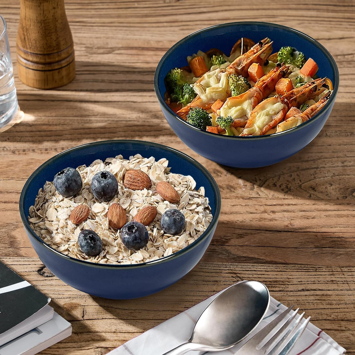 Cereal Bowls 5.2 Inch, Ceramic Bowl Set for Dessert, Fruits, Salad,Soup, Noodle, Ramen, 20 Ounce Bowls for Kitchen, Set of 4, Dark Imperial Blue