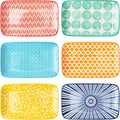 Rectangular Serving Platter, 8 inch Ceramic Dinner Plates Serving Trays Set of 6 for Salad, Appetizers, Sushi, Fruit, Microwave and Dishwasher Safe