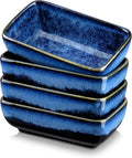 6 Oz Dipping Bowls, 4.5 Inches Ceramic Soy Sauce Dish, Rectangular Side Dishes, Small Appetizer Plates Set of 4