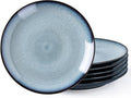 Ceramic Dinner Plates Set of 6, 10.5 Inch Handmade Reactive Glaze Porcelain Plates,  Shape Dinnerware Dishes Set for Kitchen,Oven& Microwave & Dishwasher Safe, Scratch Resistant-Gray Blue